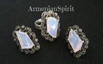 Jewelry Small nacreous pink earrings and ring topaz SILVER 925