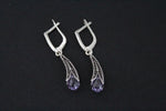 Lavender earrings curve purple zircon stone Sterling silver 925