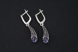 Lavender earrings curve purple zircon stone Sterling silver 925