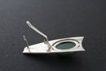 SILVER 925 Jade Green natural earrings cabochon gemstone