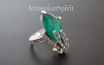 Emerald green matte stone earrings Marcasite STERLING SILVER 925