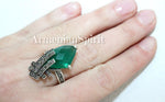 Emerald green matte stone earrings Marcasite STERLING SILVER 925