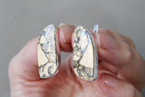Earrings Maligano jasper natural yellow gemstone Sterling silver 925