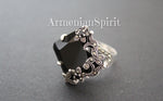 Black earrings sterling silver Marcasite jewelry Black stones