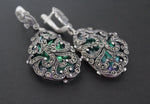 Very big earring Silver 925 nacreous green lab quartz