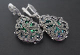 Very big earring Silver 925 nacreous green lab quartz