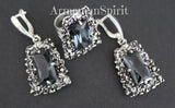 Navy blue lab stone Black Sterling silver 925