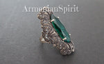 Earrings long Marcasite Sterling Silver 925 green  topaz