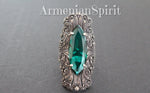 Earrings long Marcasite Sterling Silver 925 green  topaz