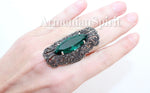 Earrings long Marcasite Sterling Silver 925 green  topaz
