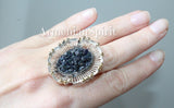 Ring women SILVER 925 silicon carbide mineral Gold plated parts Flower