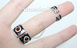 Double ring SILVER 925 Adjustable pomegranates Red stone