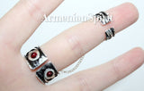 Double ring SILVER 925 Adjustable pomegranates Red stone