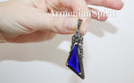 Blue topaz Sterling set 925 silver Bow with marcasite Earrings ring pendant