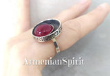 Earrings and ring Sterling silver 925 with red quartz stone