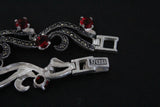 Necklace marcasite Sterling silver 925 red stones delicate CHOOSE LENGTH