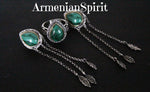 Earrings moonstone SILVER 925 long earrings chains and leaves