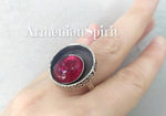 Earrings and ring Sterling silver 925 with red quartz stone