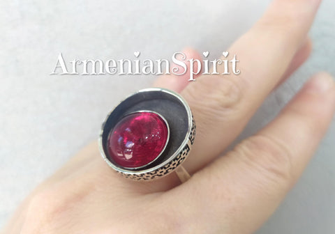 Ring Sterling silver 925 with red quartz stone