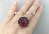 Ring Sterling silver 925 with red quartz stone