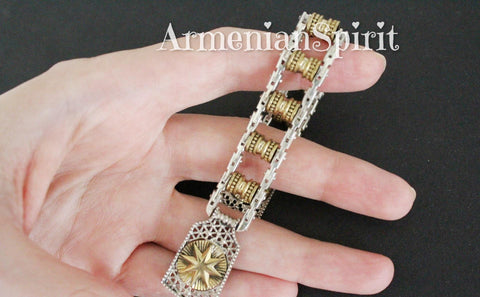 Rosary prayer heavy Sterling silver 925 gilded details  lion and star