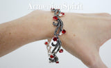 Bracelet marcasite silver 925 lab red topaz STERLING SILVER 925