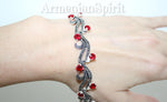 Bracelet marcasite silver 925 lab red topaz STERLING SILVER 925
