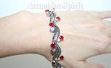 Bracelet marcasite silver 925 lab red topaz STERLING SILVER 925