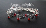Bracelet marcasite silver 925 lab red topaz STERLING SILVER 925