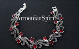 Bracelet marcasite silver 925 lab red topaz STERLING SILVER 925