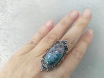 Silver ring with green red agate gemstone Women gifts Armenian handmade jewelry