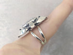 Vintage ring sterling silver 925 chalcedony druse gemstone white