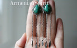 Earrings moonstone SILVER 925 long earrings chains and leaves