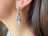 Moon stone earrings jewelry High quality SILVER 925 gold plated