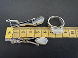 Moon stone jewelry Set earrings and ring SILVER 925 gold plated