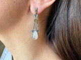 Moon stone jewelry Set earrings and ring SILVER 925 gold plated