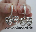 Theatre mask happy sad Sterling silver 925 SET Earrings ring pendant