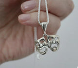 Theatre mask happy sad Sterling silver 925 SET Earrings ring pendant