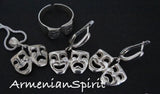 Theatre mask happy sad Sterling silver 925 SET Earrings ring pendant