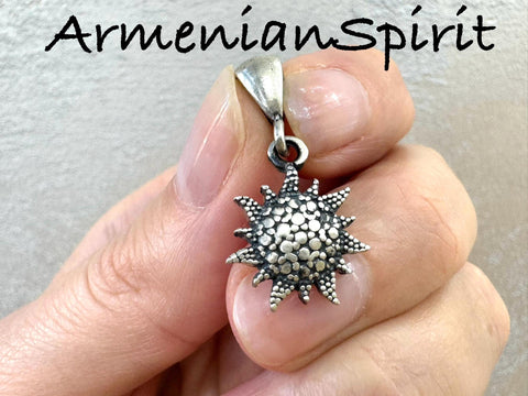Sun tiny pendant Sterling silver 925 Armenian jewelry