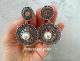 Earrings and ring White pearl Sterling silver 925