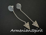 Very long earrings sterling silver 925 Armenian handmade