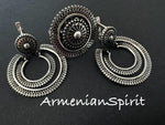 Set Silver 925 Round earrings with English lock and Small ring