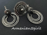 Set Silver 925 Round earrings with English lock 925