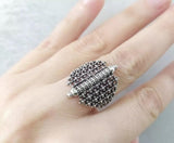 Jewelry set earrings and adjustable ring Sterling silver 925 shield style Armenian