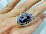 Sale Ring women Sterling silver 925 charoite gemstone purple