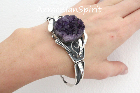Silver 925 Set bracelet large With gemstone amethyst purple