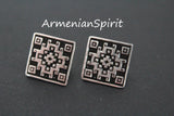 Small earrings carpet pattern Sterling silver 925 Armenian jewelry