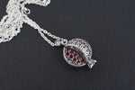 Pomegranate pendant red zircon stones STERLING SILVER 925