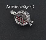 Pomegranate pendant red zircon stones STERLING SILVER 925